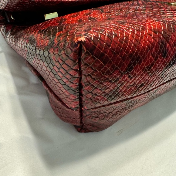 Michael Kors Daria Foldover Python Embossed Clutch - Picture 10 of 15